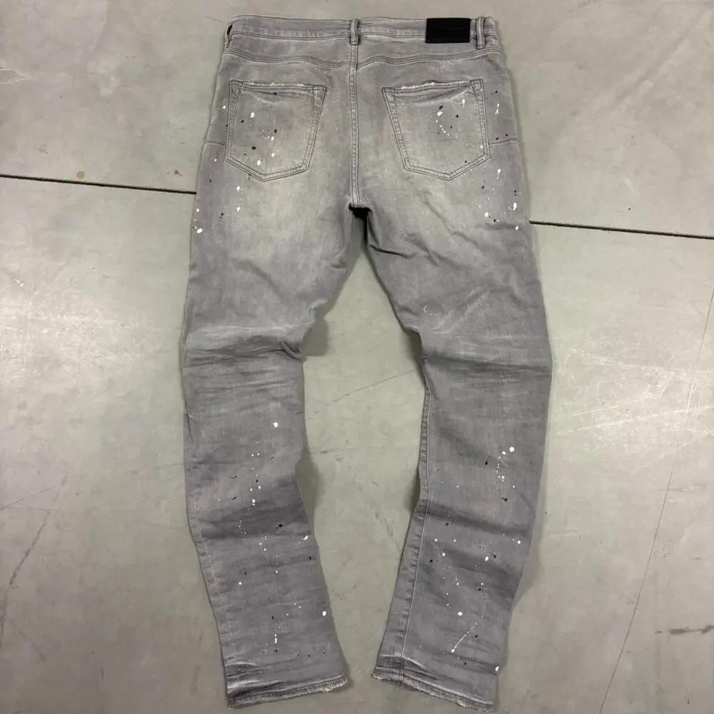 purple brand p001 painted skinny designer jeans